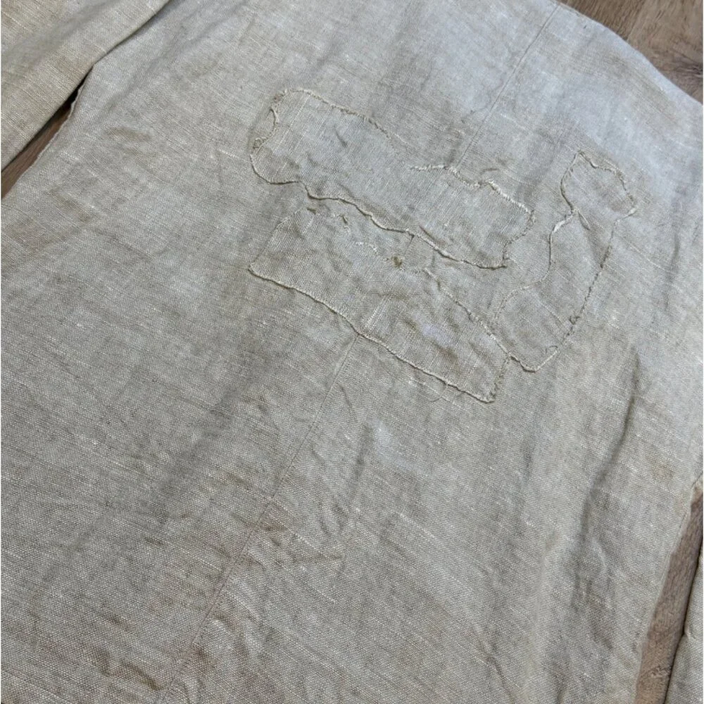 Vintage Tamiko Linen Overcoat Tunic Jacket Stitching Detail Minimilist Lagenlook